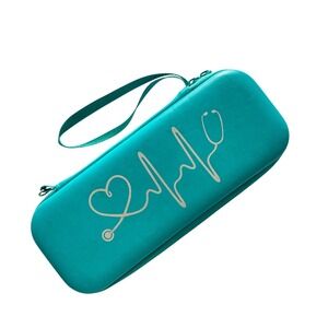 Bovke Teal Stethoscope Hard Case Heart EKG Medical Travel Organizer Bag